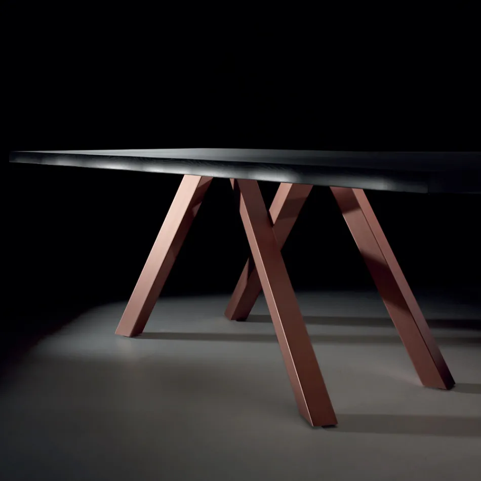 Mesa de diseño en madera y acero hasta 12 plazas Made in Italy - Settimmio Viadurini