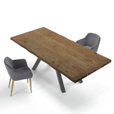 Mesa de diseño en madera y acero hasta 12 plazas Made in Italy - Settimmio Viadurini