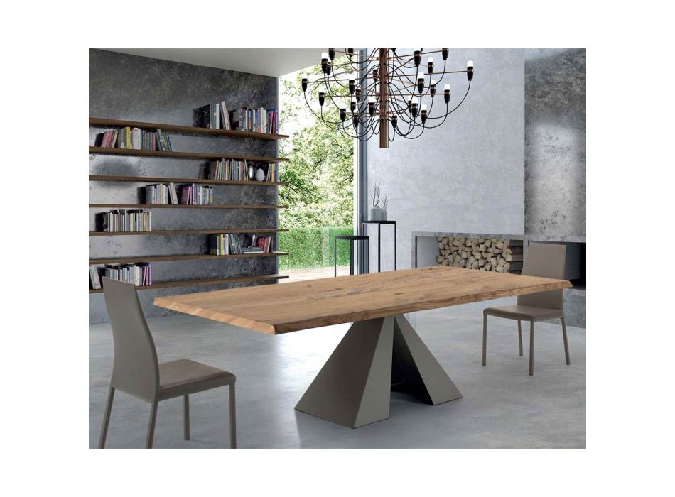 Mesa de diseño en madera chapada y acero Made in Italy – Dalmata Viadurini