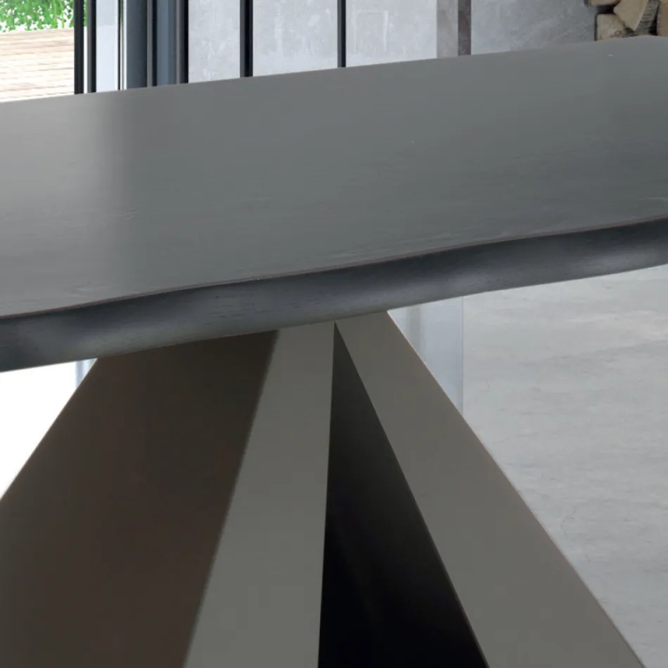 Mesa de diseño en madera chapada y acero Made in Italy – Dalmata Viadurini
