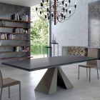 Mesa de diseño en madera chapada y acero Made in Italy – Dalmata Viadurini
