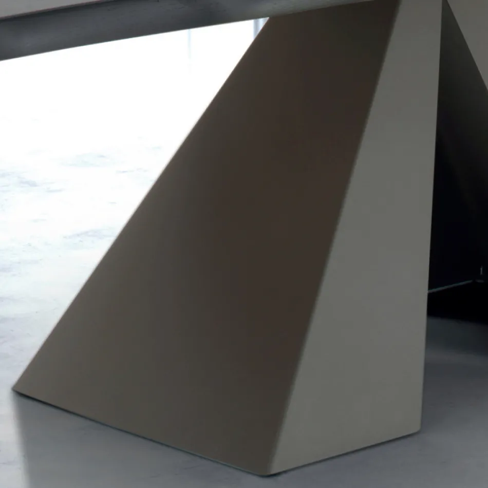 Mesa de diseño en madera chapada y acero Made in Italy – Dalmata Viadurini