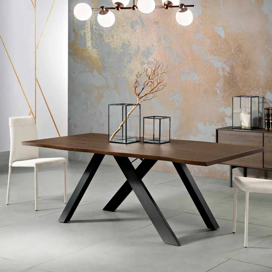 Mesa de diseño en madera maciza producida en Italia, Wilmer. Viadurini