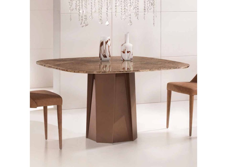 Mesa de diseño en mármol oscuro Emperador 130x130 cm, Made in Italy - Nuvolento Viadurini