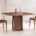 Mesa de diseño en mármol oscuro Emperador 130x130 cm, Made in Italy - Nuvolento