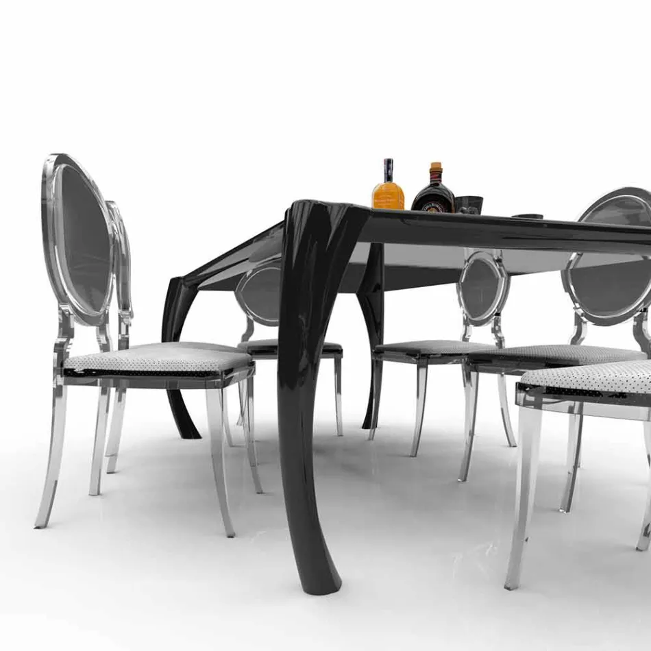 Mesa de comedor de diseño moderno hecha en Italia, Milzano Viadurini