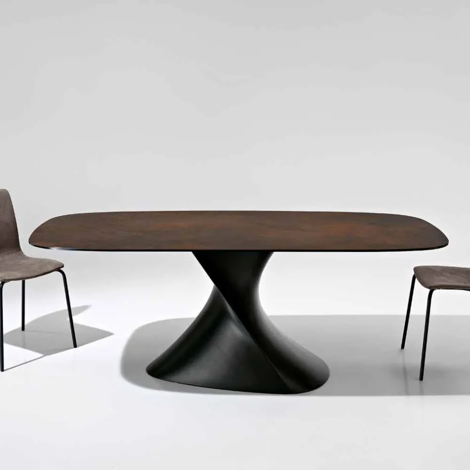 Mesa de vidrio de cerámica de diseño moderno hecha en Italia, Clark Viadurini