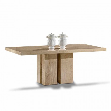 Mesa de lujo con diseño moderno, tablero de mármol Daino Made in Italy - Zarino Viadurini