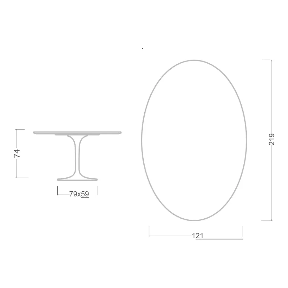 Mesa Eero Saarinen H 74 con Tapa Ovalada en Mármol Calacatta Dorado Made in Italy - Escarlata Viadurini