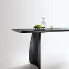 Mesa con efecto madera y patas curvas, disponible en dos tamaños y varios acabados - Argo Viadurini