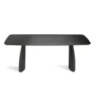 Mesa con efecto madera y patas curvas, disponible en dos tamaños y varios acabados - Argo Viadurini