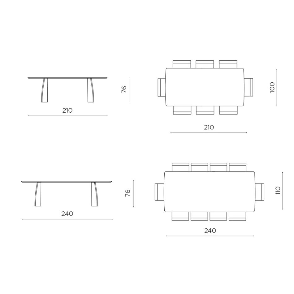 Mesa con efecto madera y patas curvas, disponible en dos tamaños y varios acabados - Argo Viadurini