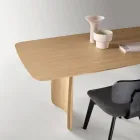 Mesa con efecto madera y patas curvas, disponible en dos tamaños y varios acabados - Argo Viadurini