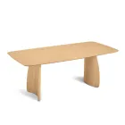 Mesa con efecto madera y patas curvas, disponible en dos tamaños y varios acabados - Argo Viadurini