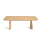 Mesa con efecto madera y patas curvas, disponible en dos tamaños y varios acabados - Argo Viadurini