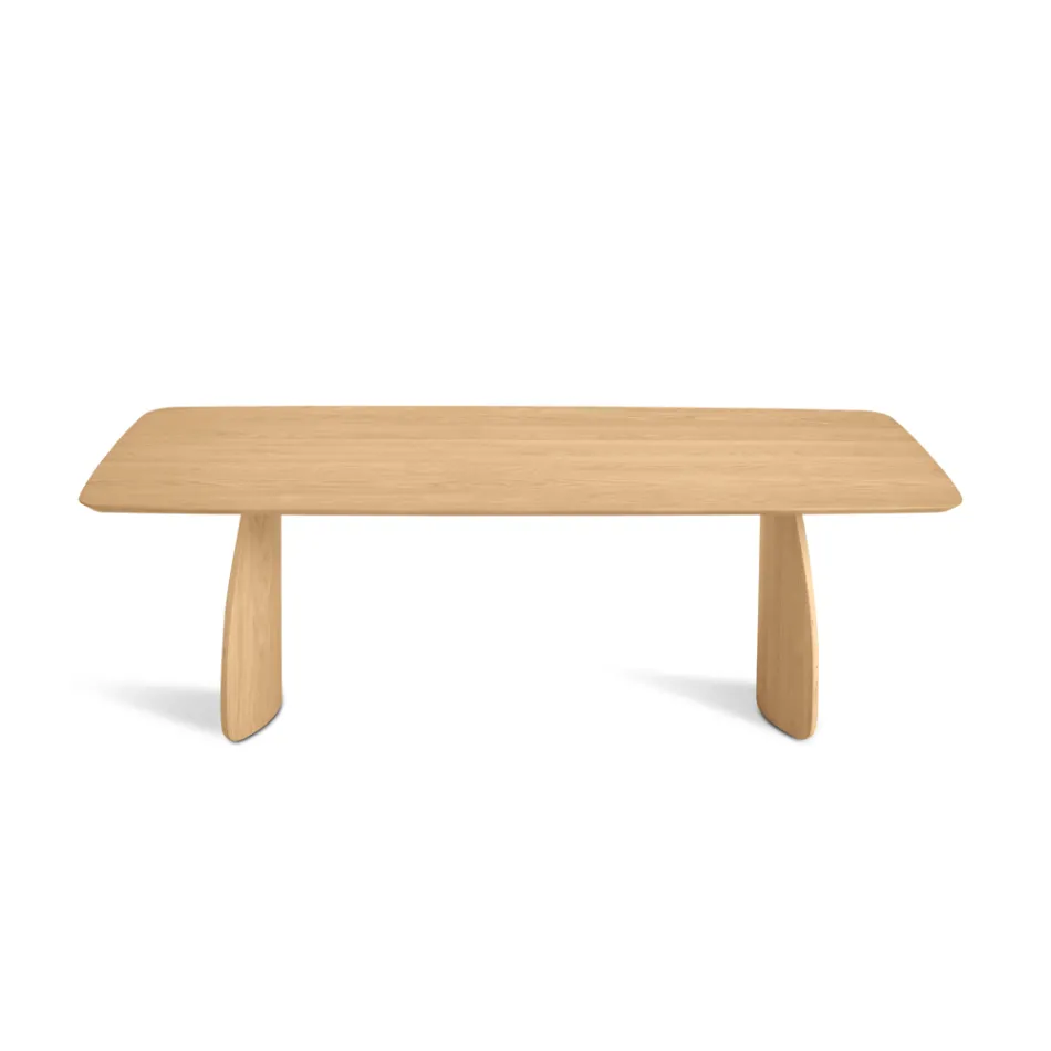 Mesa con efecto madera y patas curvas, disponible en dos tamaños y varios acabados - Argo Viadurini