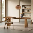 Mesa con efecto madera y patas curvas, disponible en dos tamaños y varios acabados - Argo Viadurini