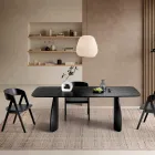 Mesa con efecto madera y patas curvas, disponible en dos tamaños y varios acabados - Argo Viadurini
