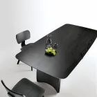 Mesa con efecto madera y patas curvas, disponible en dos tamaños y varios acabados - Argo Viadurini