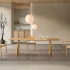 Mesa con efecto madera y patas curvas, disponible en dos tamaños y varios acabados - Argo Viadurini