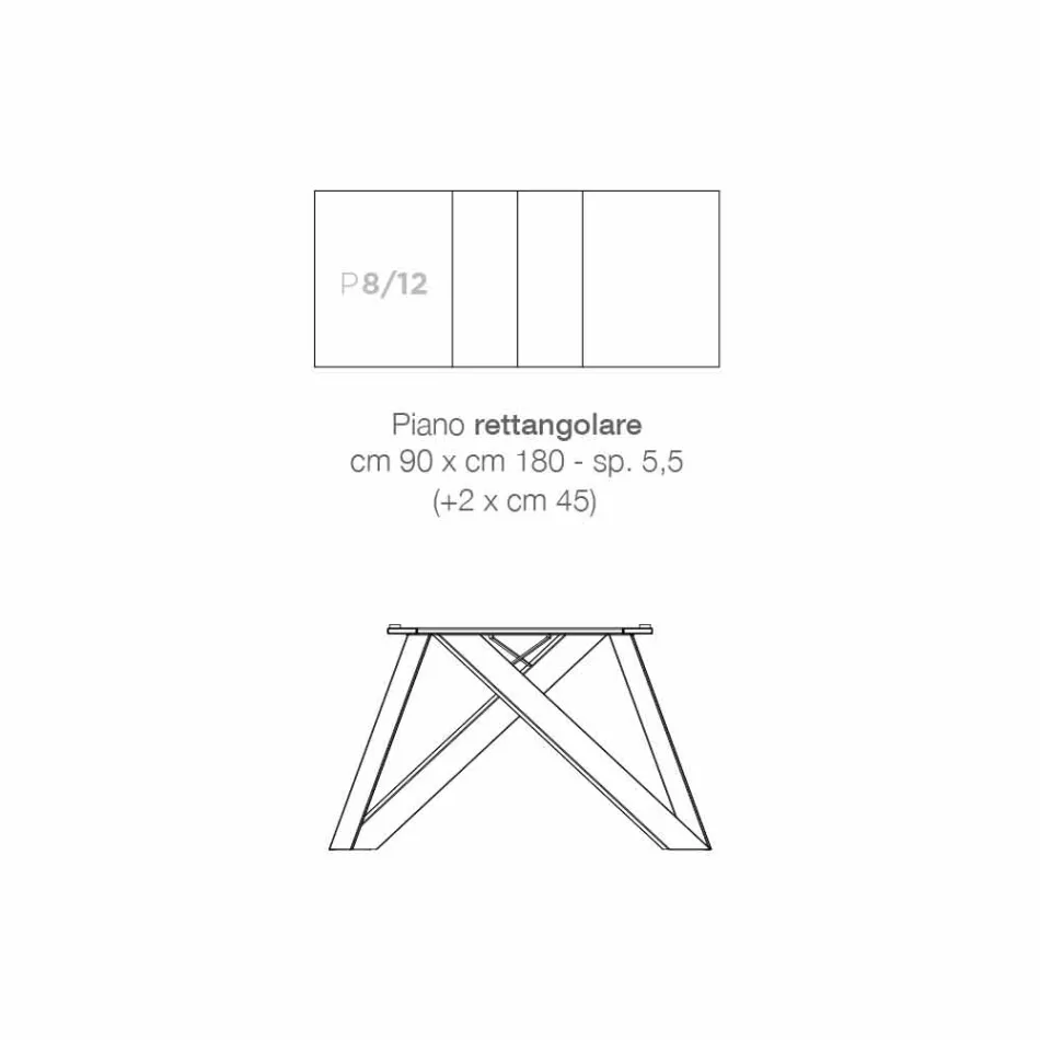 Mesa extensible moderna hecha de madera de melamina hecha en Italia, Wilmer Viadurini