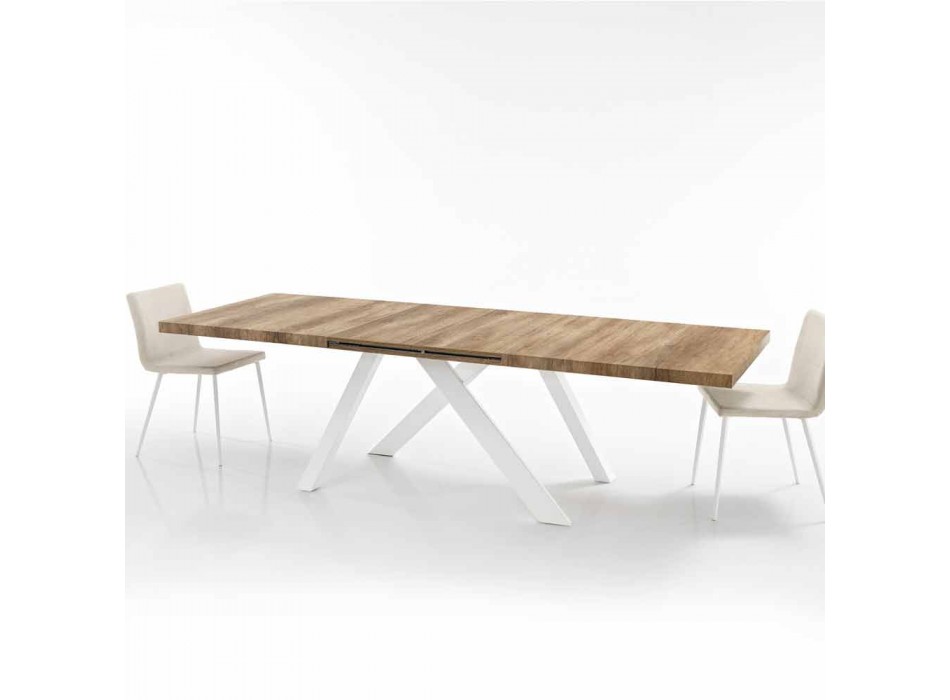 Mesa extensible moderna hecha de madera de melamina hecha en Italia, Wilmer Viadurini
