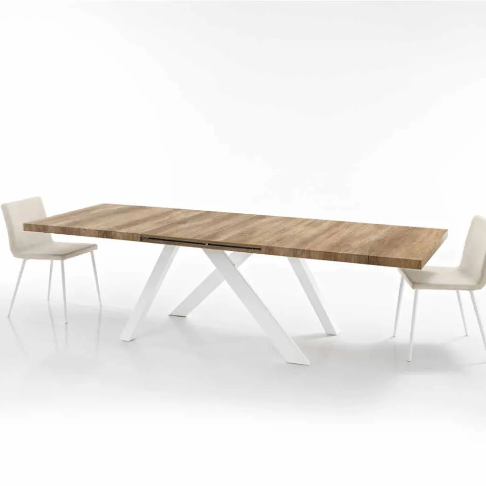 Mesa extensible moderna hecha de madera de melamina hecha en Italia, Wilmer Viadurini