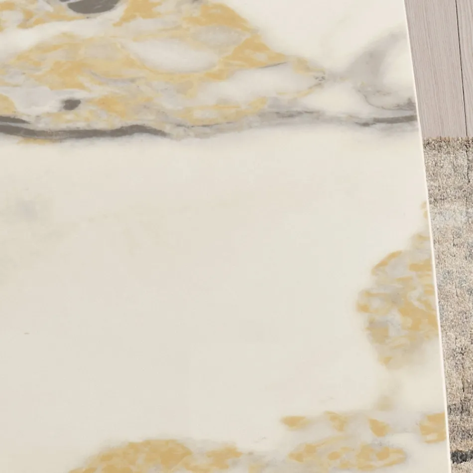 Mesa fija de 210x110 cm con tablero cerámico efecto mármol - Tano Viadurini