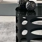 Mesa fija de 210x110 cm con tablero de cristal ahumado liso, fabricada en Italia - Tano Viadurini