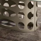 Mesa fija de 210x110 cm con tablero de cristal acanalado, fabricada en Italia - Tano Viadurini