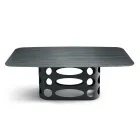 Mesa fija de 210x110 cm con tablero de cristal acanalado, fabricada en Italia - Tano Viadurini