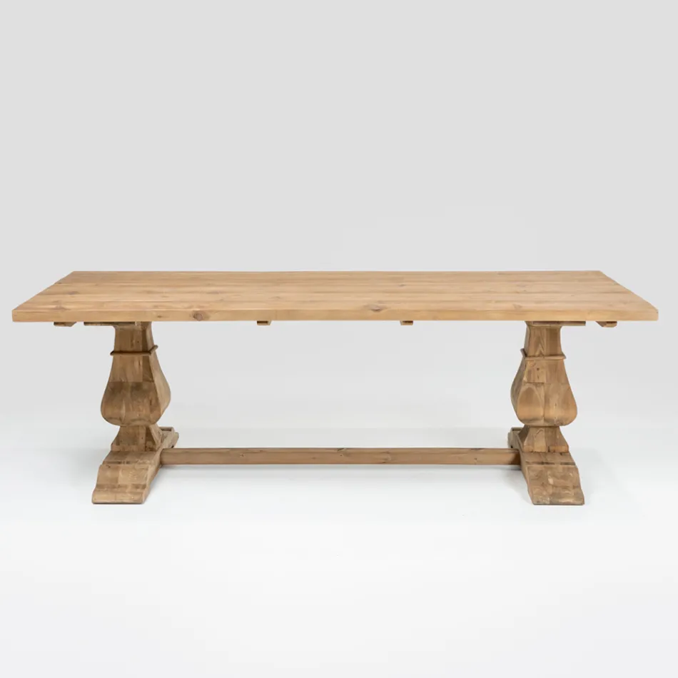 Mesa Fija 240x100 cm en Madera de Pino Natural Envejecido - Africo Viadurini