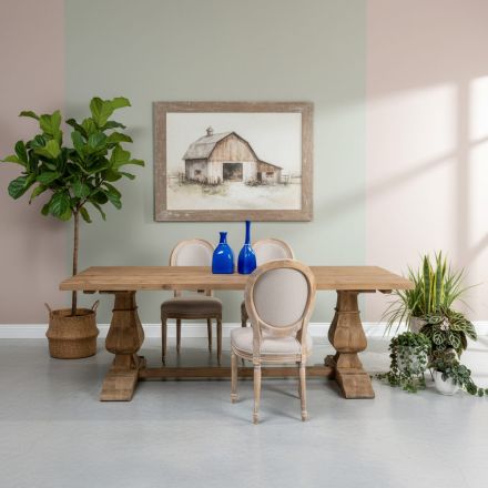 Mesa Fija 240x100 cm en Madera de Pino Natural Envejecido - Africo Viadurini