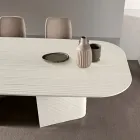 Mesa fija de 240x120 cm en cristal estriado o pintado, fabricada en Italia - Varo Viadurini
