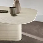 Mesa fija de 240x120 cm en cristal estriado o pintado, fabricada en Italia - Varo Viadurini