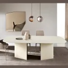Mesa fija de 240x120 cm en cristal estriado o pintado, fabricada en Italia - Varo Viadurini