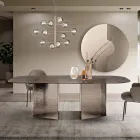 Mesa fija de 240x120 cm en cristal estriado transparente, fabricada en Italia - Varo Viadurini