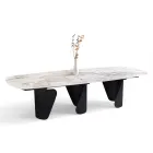 Mesa Fija 300x120 cm en Metal y Tapa de Piedra Sinterizada - Valmira Viadurini