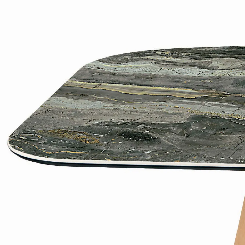 Mesa fija en forma de barril con base de fresno de nogal Canaletto Made in Italy - Norte Viadurini