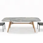 Mesa fija en forma de barril de cerámica y madera de fresno Made in Italy - Norte Viadurini