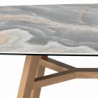 Mesa fija en forma de barril de cerámica y madera de fresno Made in Italy - Norte Viadurini