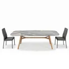 Mesa fija en forma de barril de cerámica y madera de fresno Made in Italy - Norte Viadurini