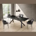 Mesa de barril fija en laminado negro Calacatta brillante - Dialogo Viadurini