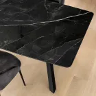 Mesa de barril fija en laminado negro Calacatta brillante - Dialogo Viadurini