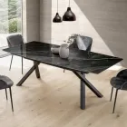 Mesa de barril fija en laminado negro Calacatta brillante - Dialogo Viadurini
