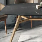 Mesa Fija en Forma de Barril en Laminado y Madera de Fresno Made in Italy - Norte Viadurini