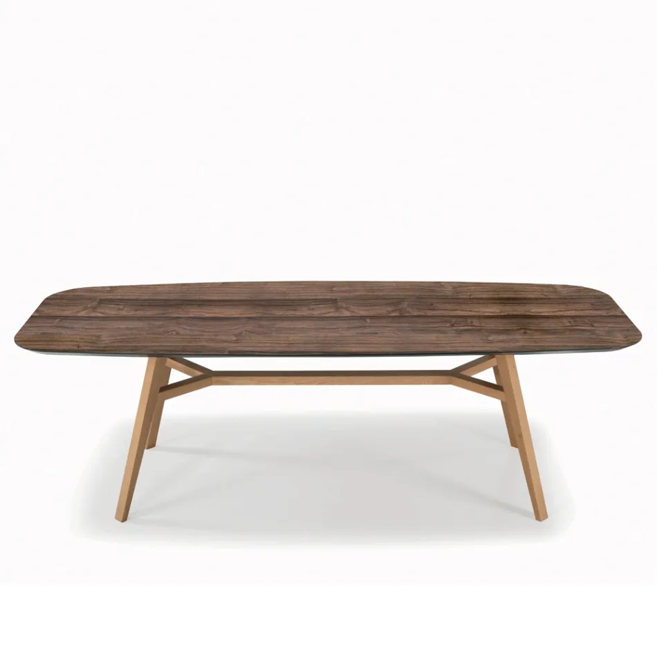 Mesa Fija en Forma de Barril en Laminado y Madera de Fresno Made in Italy - Norte Viadurini