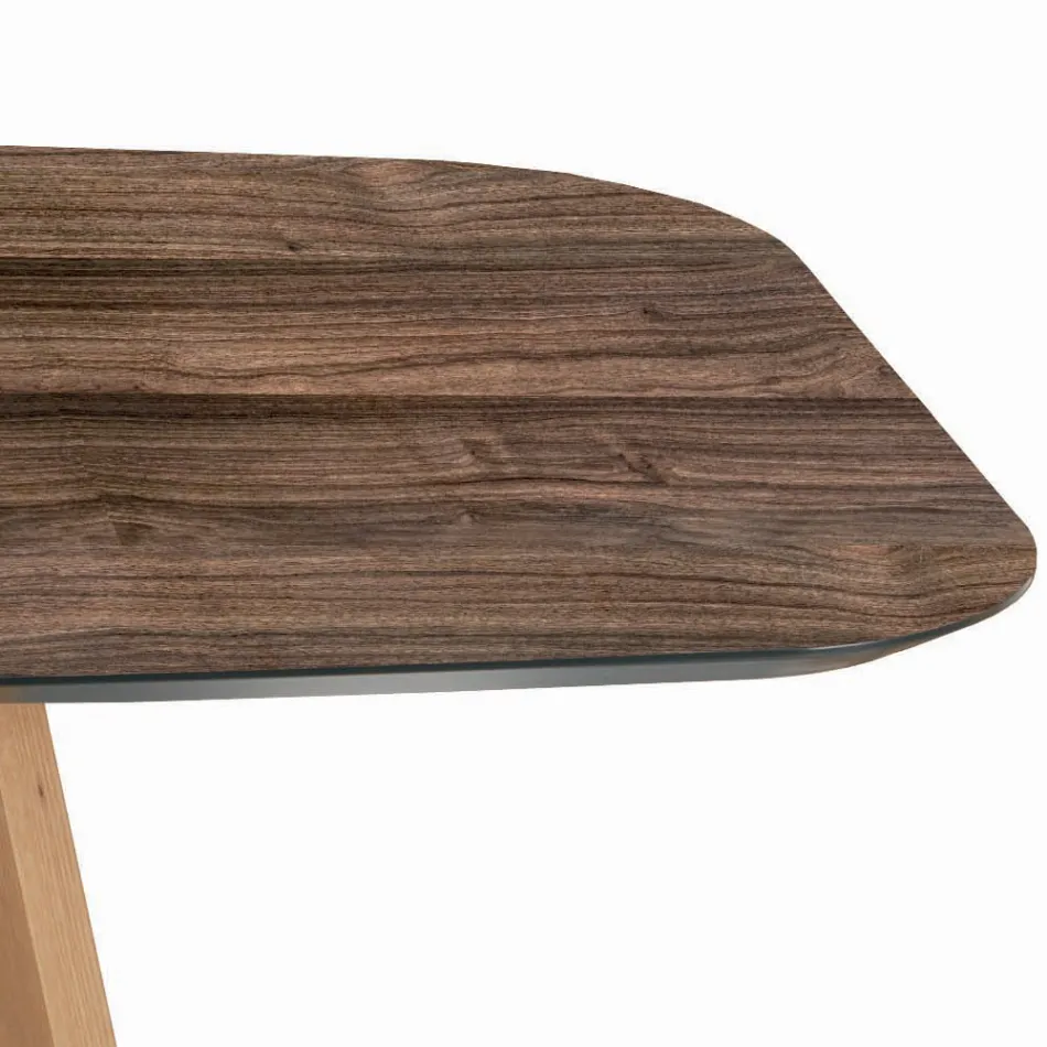 Mesa Fija en Forma de Barril en Laminado y Madera de Fresno Made in Italy - Norte Viadurini