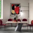 Mesa Fija con Base de Acero y Tapa de Cerámica Made in Italy - Pantalones Viadurini