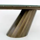 Mesa Fija con Base de Acero y Tapa de Cerámica Made in Italy - Pantalones Viadurini
